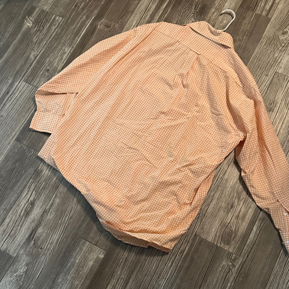 Faconnable Orange Gingham Button Down Shirt - image 6